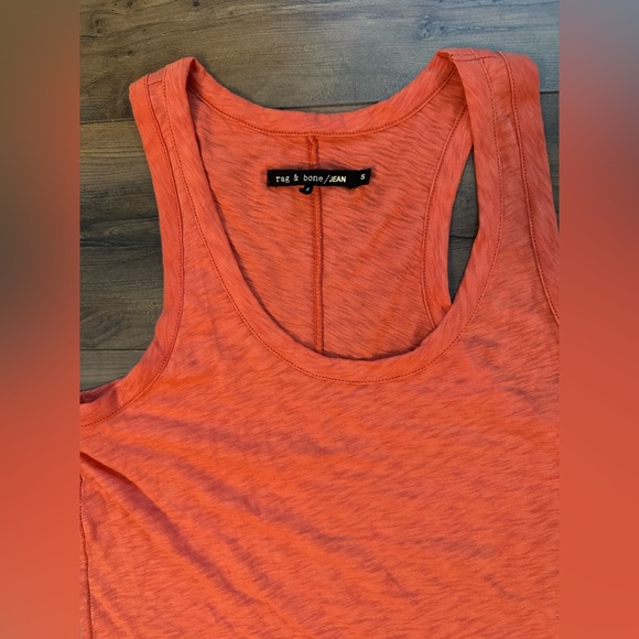 Rag & Bone JEAN Tank Top Orange Red Racerback 100% Cotton Small - Picture 2 of 5
